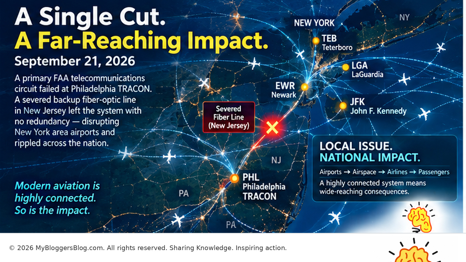 New York and Philadelphia air traffic communications disruption infographic