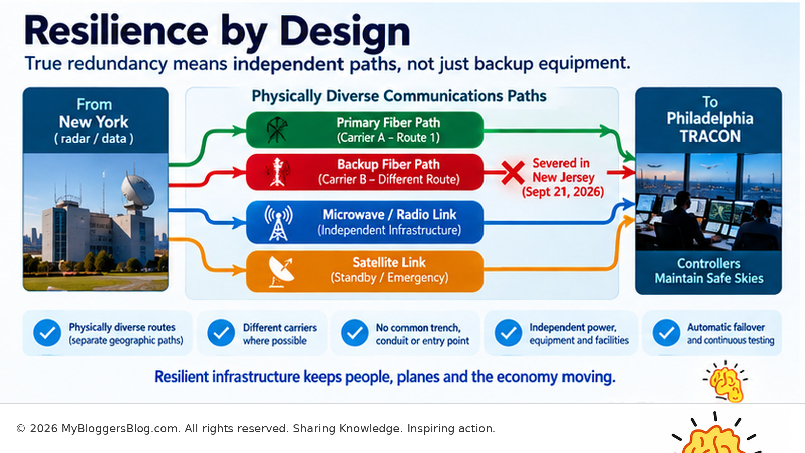 Physically diverse communications paths for air traffic control