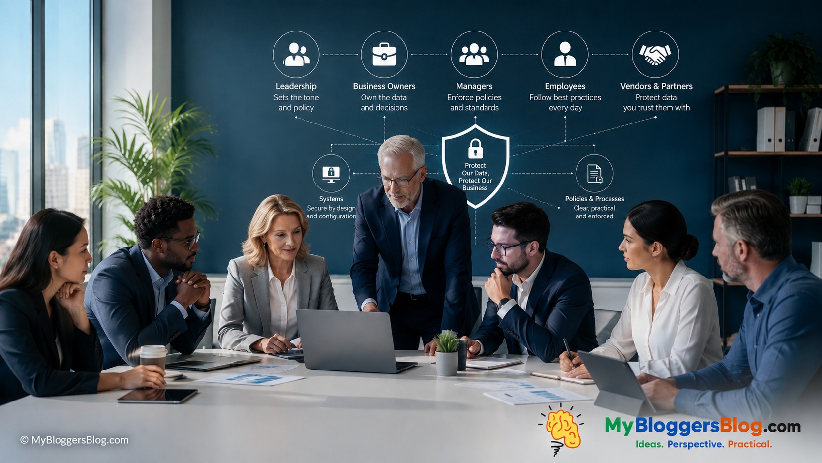 Business leaders and teams sharing responsibility for data security, privacy, and operational protection
