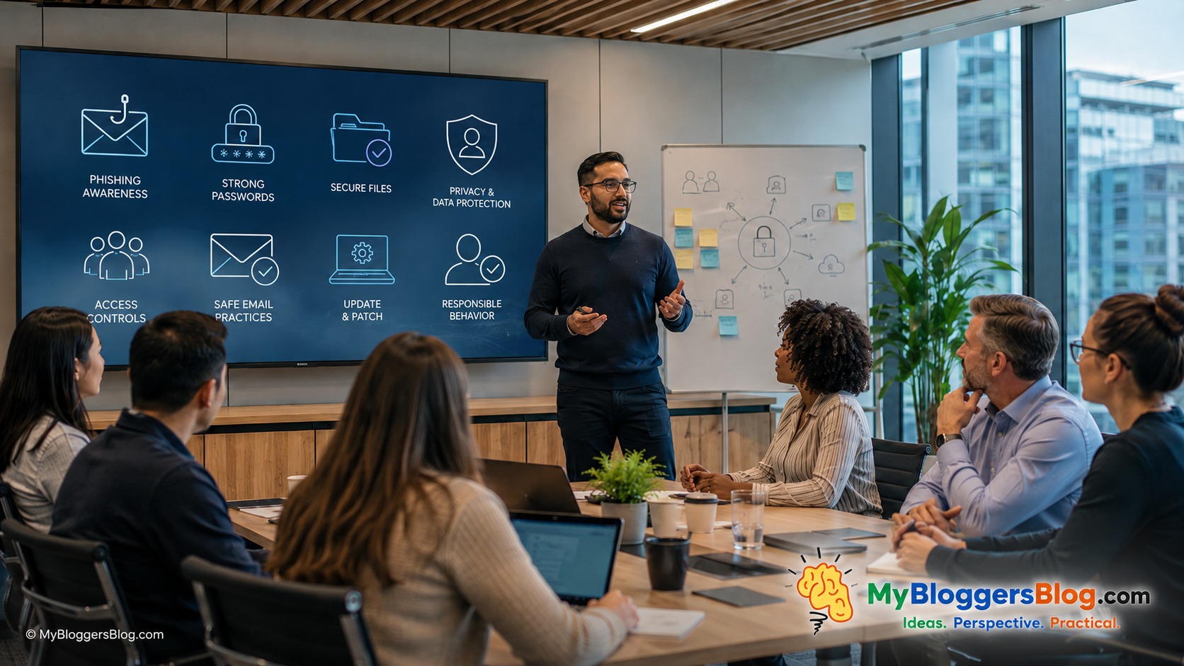 Employees learning practical data security habits and building a stronger workplace security culture